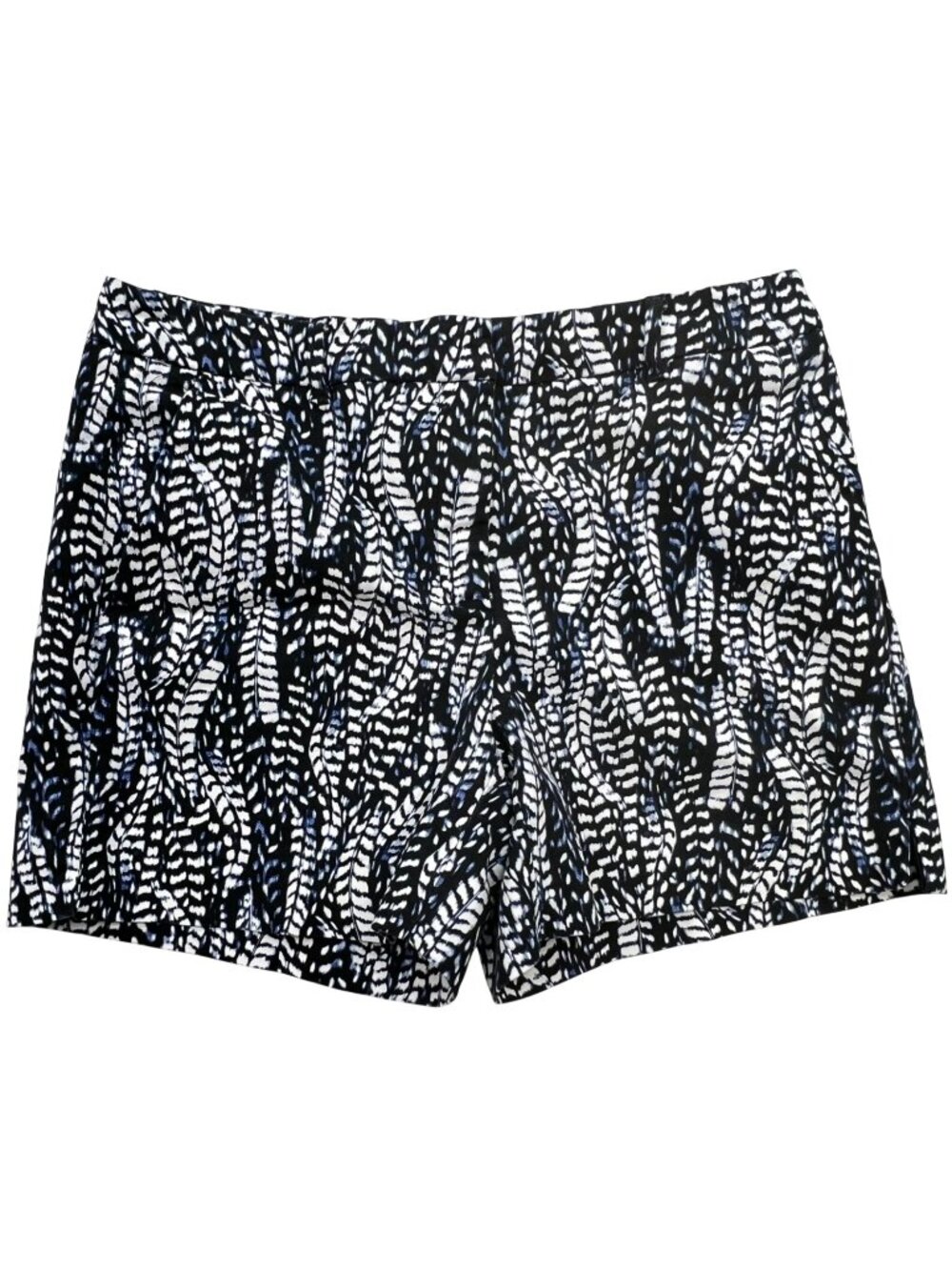 White House Black Market Womens Chino Shorts Flat Front Sz 4 Multi Feather Print